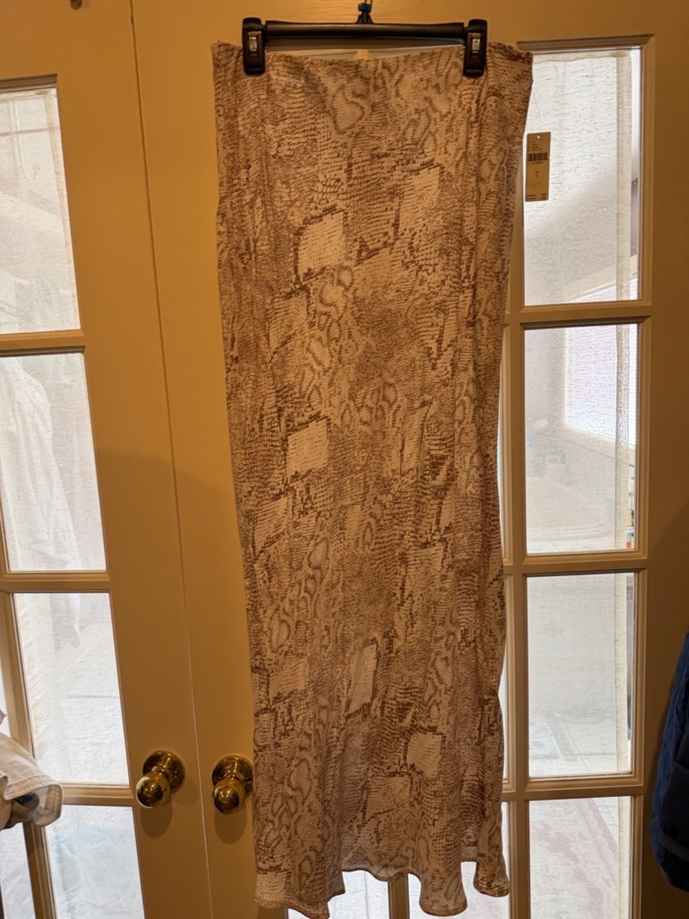 Anthropologie Beige Snake-Print Maxi Skirt